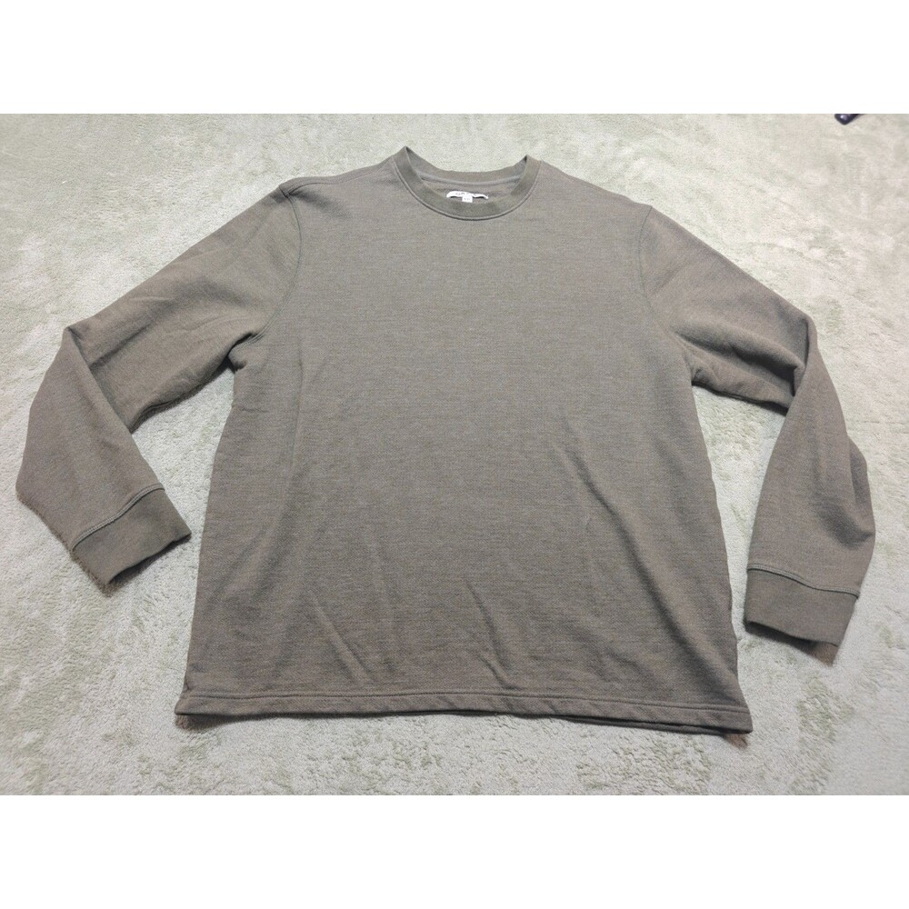 Orvis Mens XL Olive Green Textured Cotton Crewneck Sweater Pullover 24.x28.
